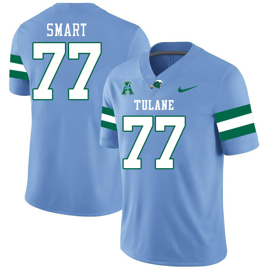 Tulane Green Wave #77 Tanzel Smart College Football Jerseys Stitched Sale-Blue